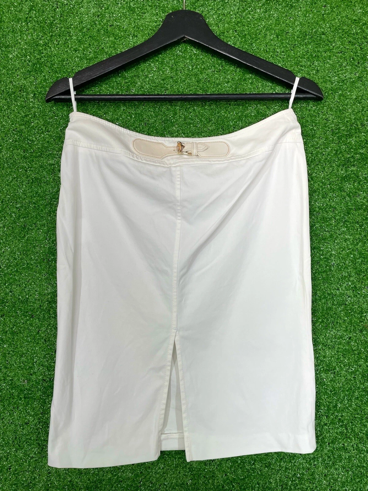 Jupe femme en coton moyen blanc Gucci taille 38 cuir et bambou