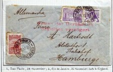 BRAZIL to GERMANY 1935 ZEPPELIN, 3rd Shuttle Flight/Revolt Delayed Cover, Nutley