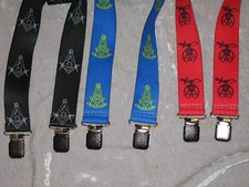 Masonic Suspenders Square Compass Past Master Shrine Stretch Clip USA NEW 