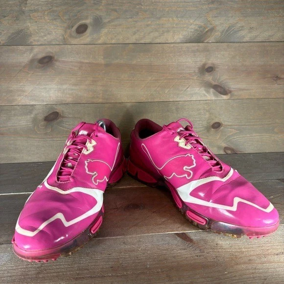Puma AMP Cell Fusion Hombres Talla 11 Zapatos de Golf Rosa Rickie Fowler Zapatilla Deportiva Foto 3 de 4