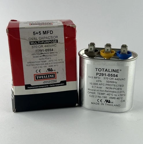Totaline P291-0554 5+5 MFD Oval Dual Run Capacitor 370/440VAC HVAC