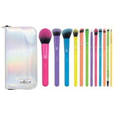 Totally 13pc Full Face Makeup Brush Set   Bold, Colorful, Vegan Brushes for F...