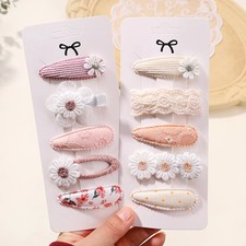 5Pcs/Set Mini Baby Girl Hair Clip Cute Floral Bow Bunny Princess Hairpin for