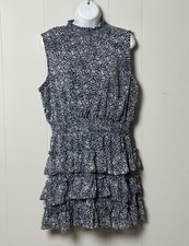 1. State Womens Navy/White Sleeveless Tiered Mini Dress with Elastic Waist Sz XL