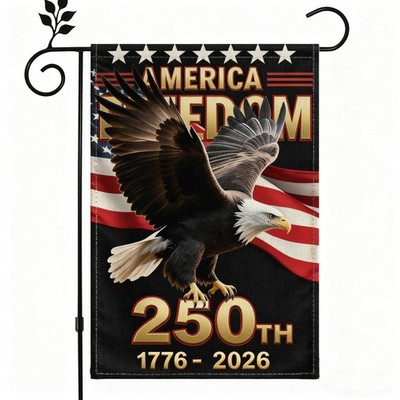 250th U.S. Independence Anniversary Garden Flag - 12x18 inches, Black