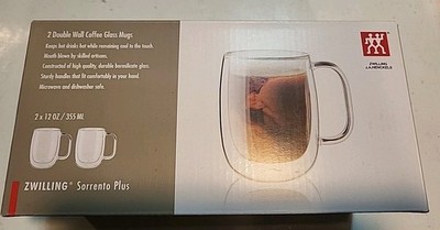 ZWILLING Sorrento Plus 2-pc Double-Wall Glass Coffee Mug Set, Clear