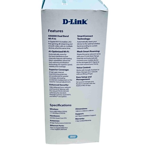 D-Link AQUILA PRO AI M60 AX6000 Wi-Fi 6 Dual Band Smart Router - Picture 10 of 16