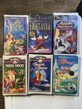 Lot of 6 NEW Sealed Walt Disney Animated Movies VHS Tapes Clamshell Masterpiece