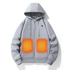 Heated Hoodie Jacket USB Electric Thermal Sweatshirt Winter Warm Zip-Up