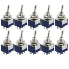 HiLetgo 10pcs AC 125V 6A Amps ON/ON 6 Terminals 2 Position DPDT Toggle... 