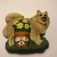 Willabee & Ward Magnet Dog W&W MBI Pomeranian Summer Flower Pot Mothers Day Pet