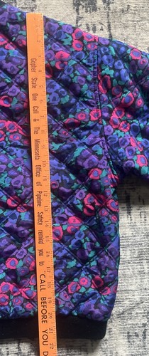 VTG 90s Floral Bomber Jacket Girls M Fits Adult XS Y2K Kidcore Coquette Boxy Fit - Picture 10 of 11