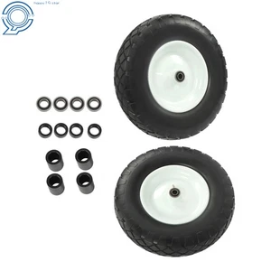 2 Pack Pneu et Roue Libres à plat 16-4.80/4.00-8" - Pneu solide 5/8" Axle Trou du bourre
