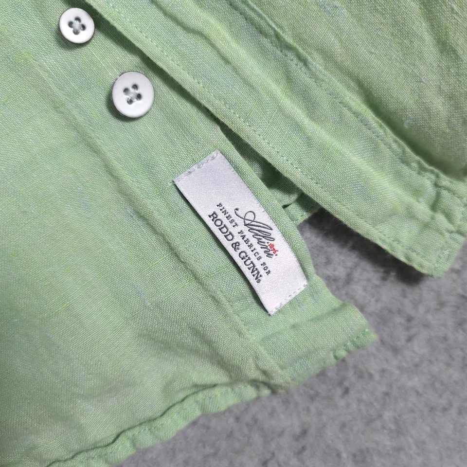 Rodd & Gunn Shirt Mens 2XL XXL Green Linen Sports Fit Long Sleeve Albini Fabric - Image 3 of 4