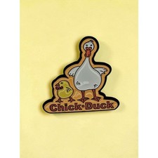 Chick and Duck Enamel Pin - Cute Pet Brooch Badge