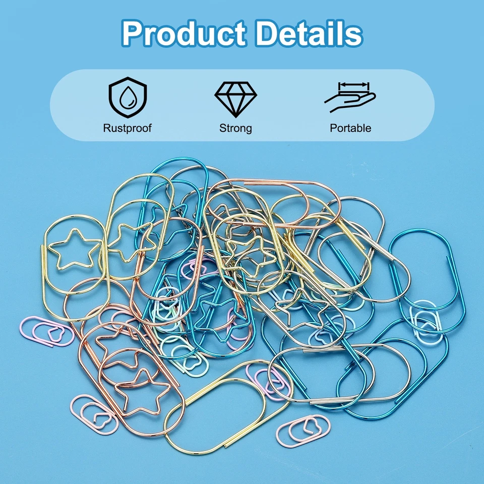 2x1 Inch Large Paper Clip, 20 Pcs Metal Paper Clip Cute Bulk, Rose Gold Foto 3 de 4