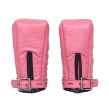 Real Cow Leather Fist Mitts Gloves, Restraints Bondage Cuffs Lockable 2 pieces