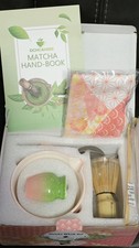 Ochcahser 8 Piece Japanese Matcha Tea Set with Cherry Blossom and Wave Design.