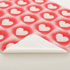 Be My Valentine Red White Heart Printed Sherpa Blanket Love Note