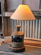 Vintage Wooden Cruiser Starboard Navigation Lamp Marine Boat Lighting Blue Light