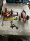 (2) Marx Farm Toys for parts Unknown York Rake and Seated Farmer