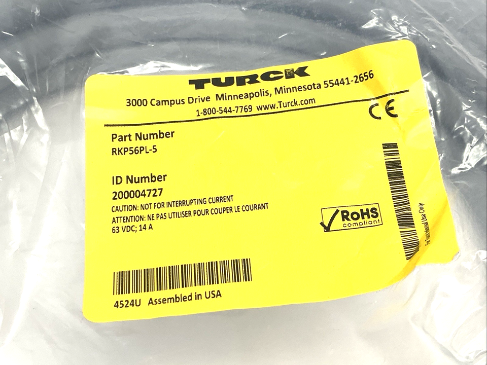 Turck RKP56PL-5 Power Cordset Connection Cable 5m 200004727 | eBay