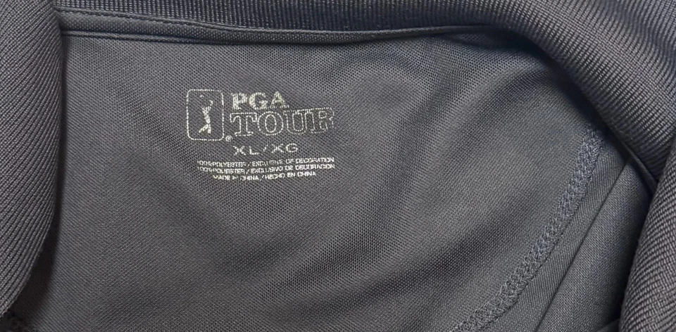 PGA Tour Men's Short Sleeve Golf Polo Shirts Black/White/Yellow Geometric XL - Image 2 of 4