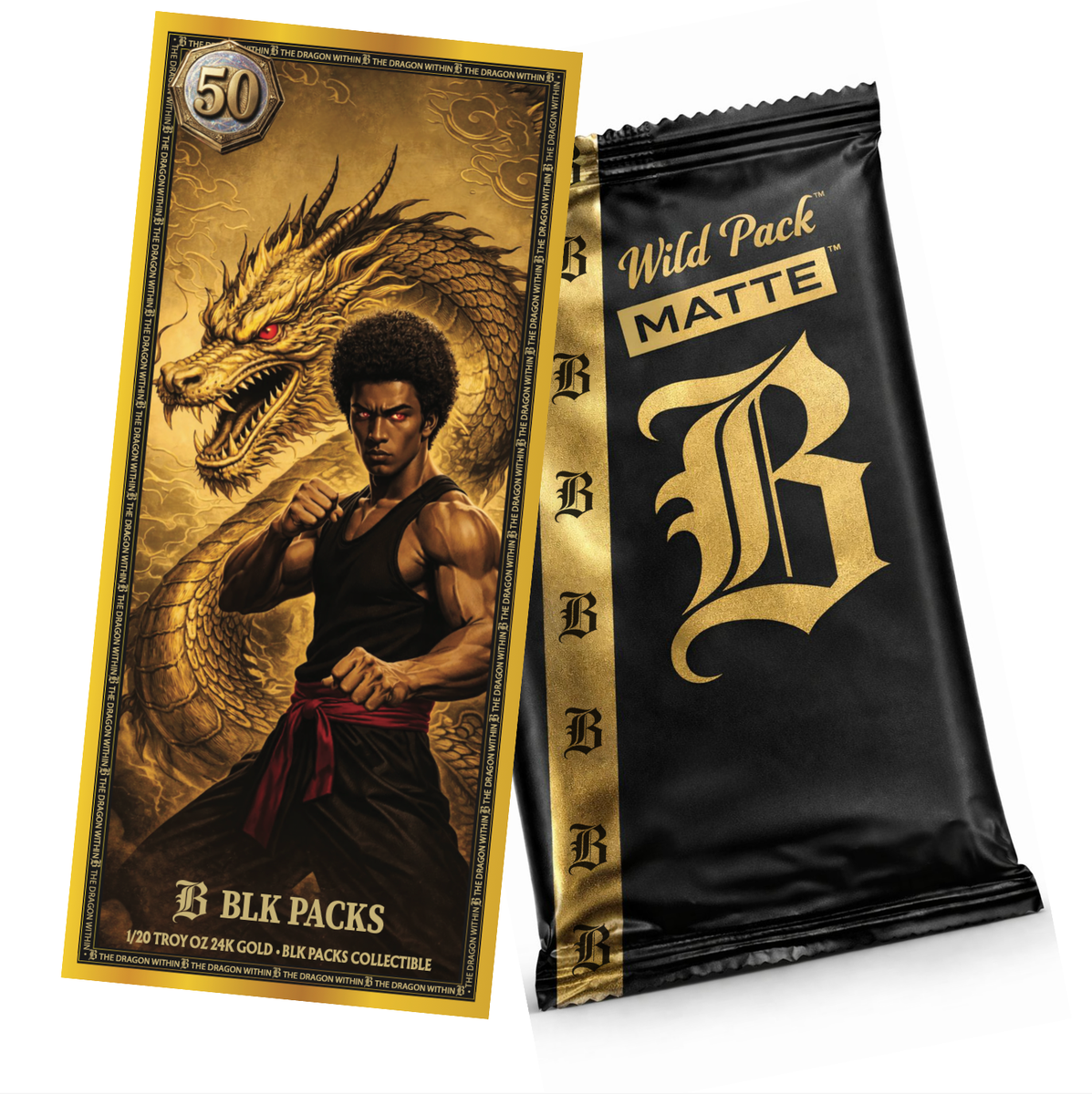 1 X BLK PACK GoldBack Dragon, Leaf Foil 1/20 Troy oz. Trading Card