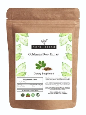 HERB ISLAND Goldenseal root Extract Hydrastis canadensis 100% Pure & Organic Highest Quality