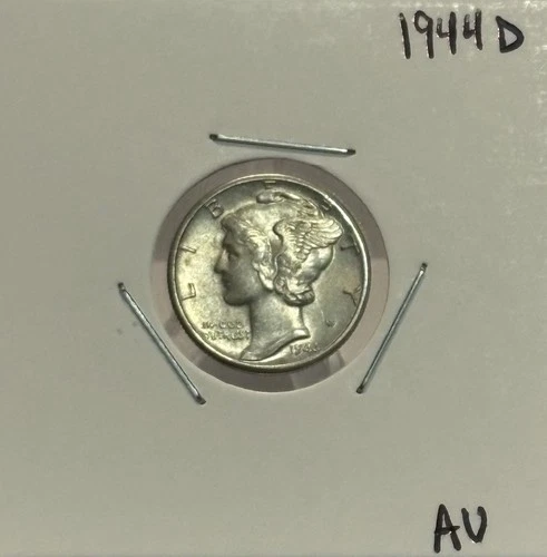 1944 D Mercury Dime, AU, Very Nice, 90% Silver!🔥