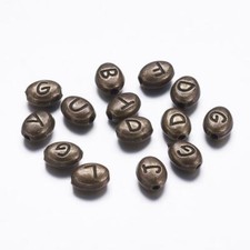 Letter Beads Alphabet Beads Bronze Beads Wholesale Metal 7mm Oval 10pcs