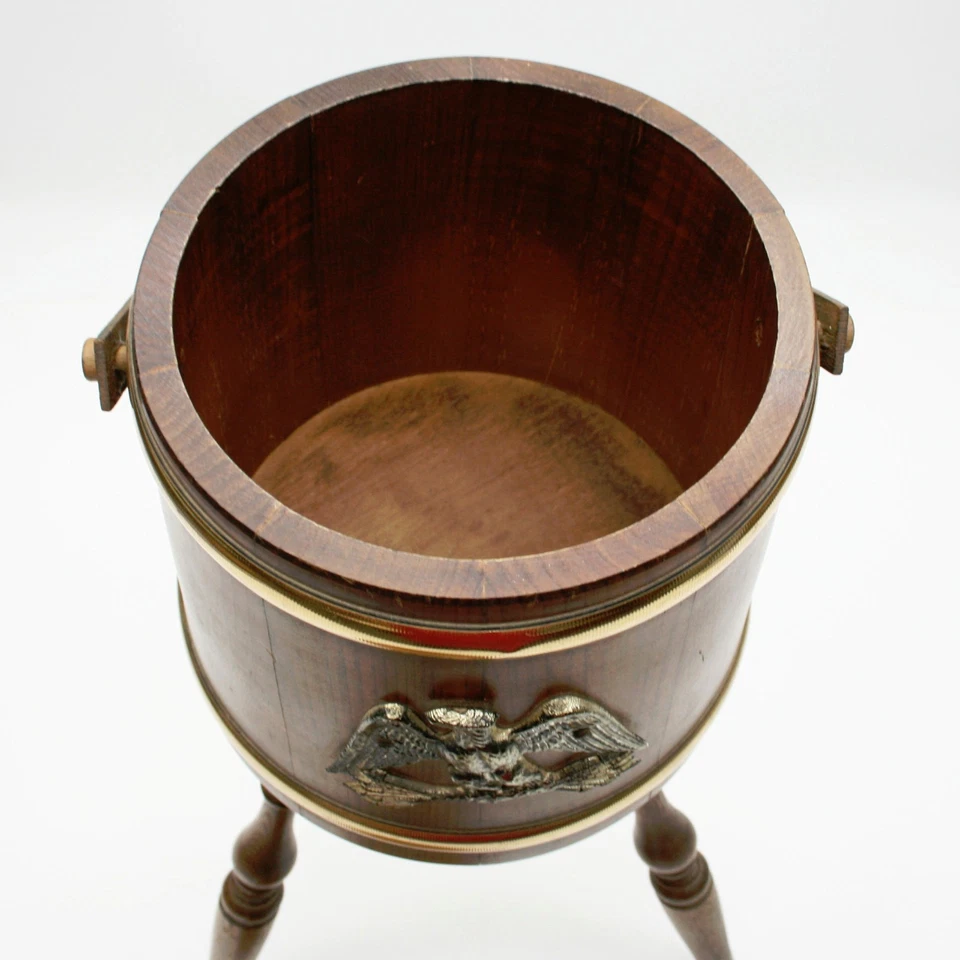 De colección Putney Basketville Madera Tejer Costura Artesanía Cubo Barril Tapa Mango Águila Foto 4 de 4