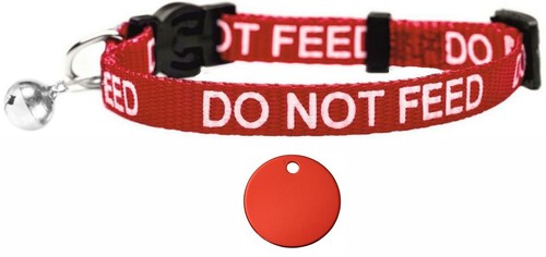 Cat Collar DO NOT FEED In Various Colours, Safety Release & 22mm Anodised ID Tag - Picture 7 of 17