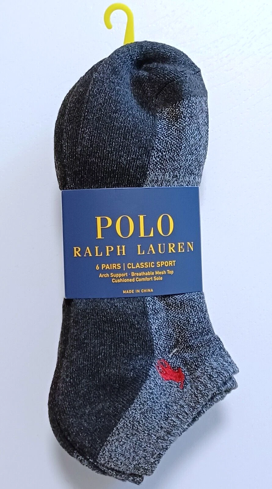 NWT Polo Ralph Lauren Classic Sport Arch Support Men's Low-Cut Socks (6 pairs)