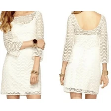 Lilly Pulitzer Topanga Dress Size XS Cameo Cream Waves Knit Lace slip minimalist