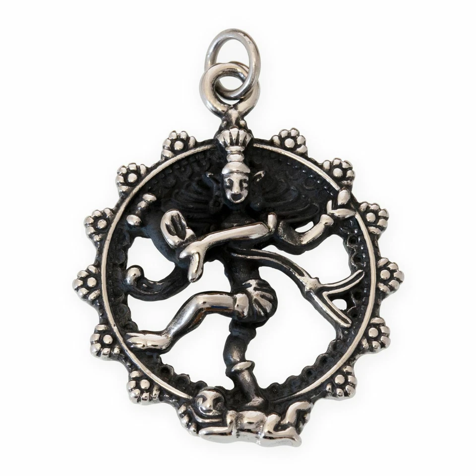 Ketten Anhänger Amulett Tanzender Shiva Edelstahl Nataraja Yoga Hindu silber - Bild 1 von 4