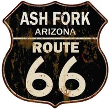 ASH FORK, ARIZONA Route 66 Shield Metal Sign Man Cave Garage 211110014019