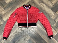 Moose Knuckles Cropped Jacket Women’s Size Xs. Puffer Red With Black Trim