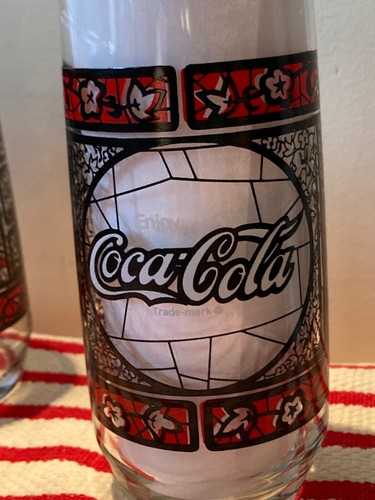 8er Set Vintage "Enjoy Coca-Cola" Tiffany Stil 14 Unzen Gläser 6" große Becher - Bild 7 von 10
