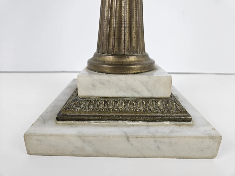 Antique 1870's MILLER Etched Cranberry Cut To Clear Victorian Footed Oil Lamp - Image 4 of 4