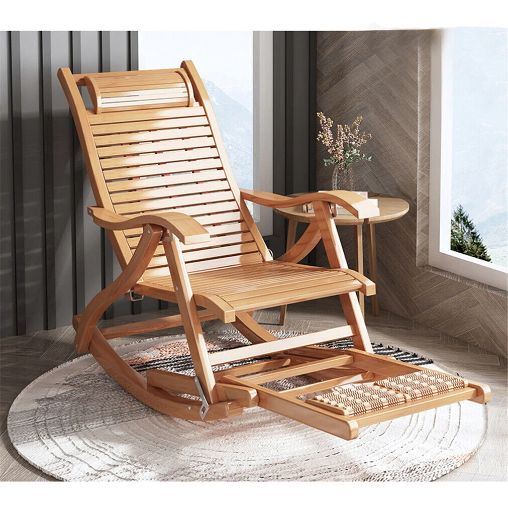 Classic Wooden Rocking Chairs High Backrest and Armrests Patio