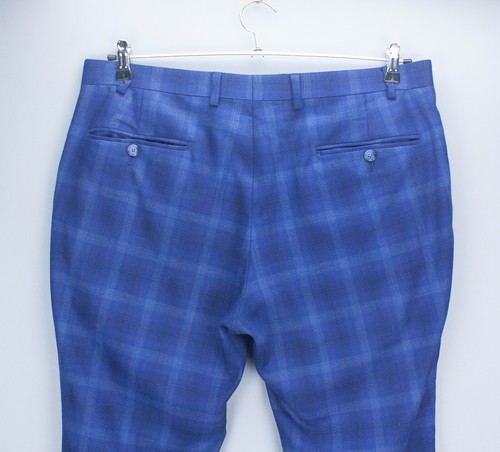 Ted Baker London Mens Trousers Pants Check Blue Size 36L x 29 Wool Blend - Picture 6 of 17