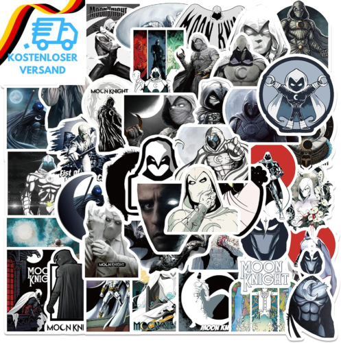 50 Stück Moon Knight Aufkleber Vinyl Held Film Cartoon Sticker Für Laptop Skateb - Bild 1 von 12