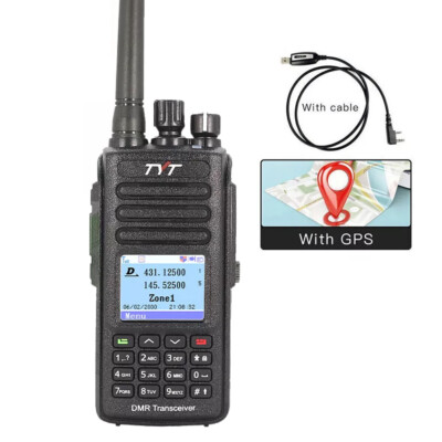 TYT MD-UV390 GPS DMR Radio Dual Band 5W Digital Two Way Radio with Program Cable