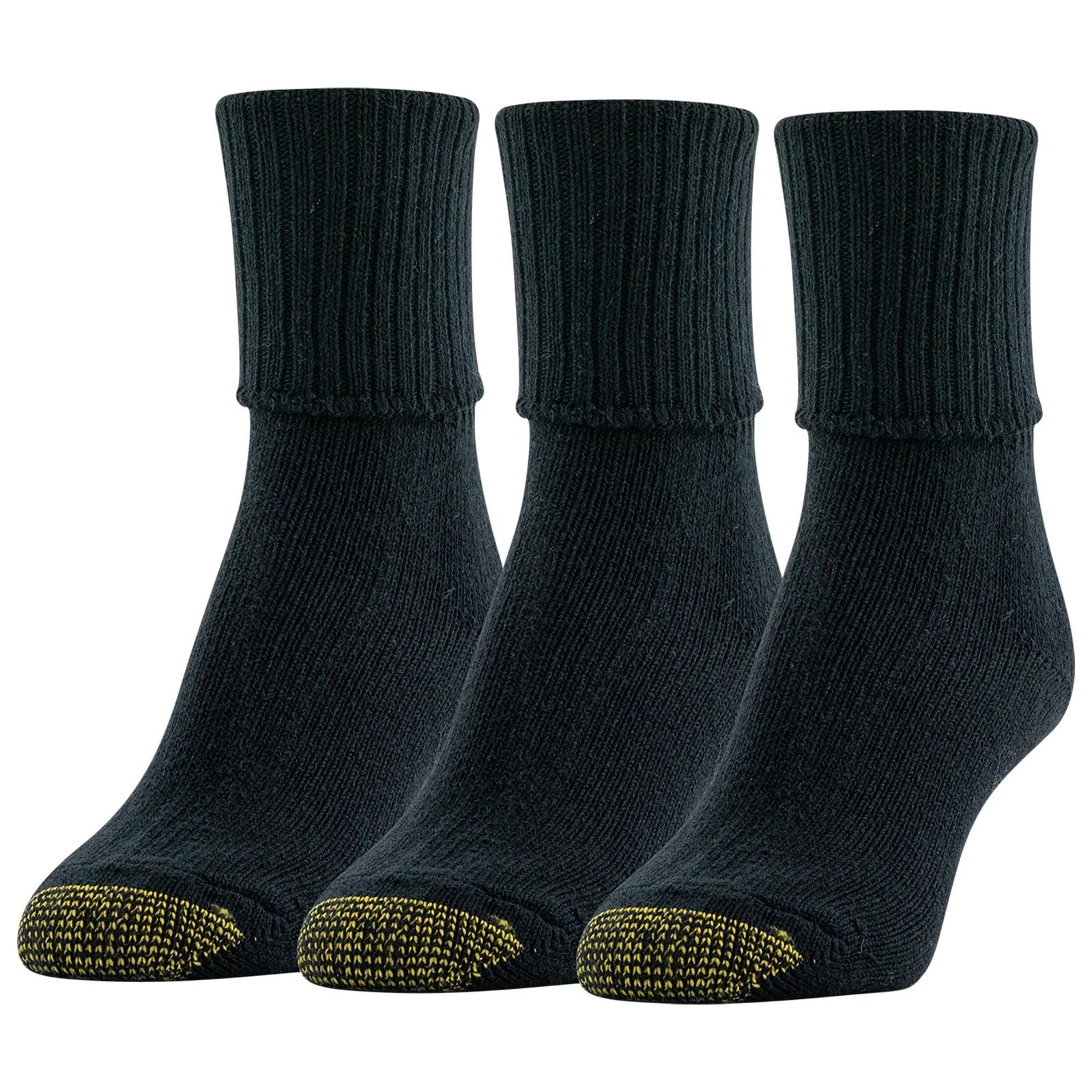 3-Pairs Womens Bermuda Turn Cuff Socks, Casual Cotton Ankle, Size 9-11