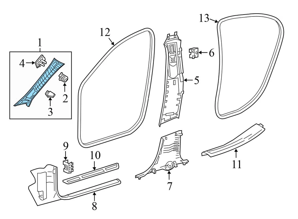 2015-2020 MERCEDES-BENZ GLA250 2,0 л — передняя правая верхняя стойка отделка / панель - Изображение 4 из 4