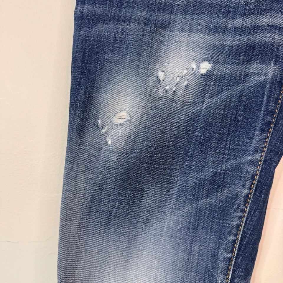 NWT Dsquared2 Jennifer Cropped Low Rise Jeans Distressed Blue Medium Wash Size 2 - Image 3 of 4