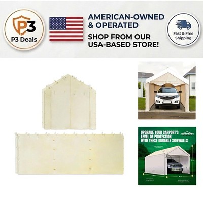 Tan Carport Sidewalls for 10x20 Mega Domain Garage - UV Protection & Waterproof