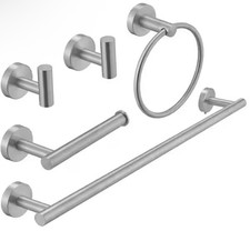 BWE 5-Piece Bathroom Hardware Set Brushed Nickel Towel Bar 23.6  