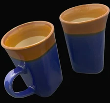 Coffee Cups 2 Royal Norfolk Blue & Brown Cocoa Latte Mugs 5" 14 oz